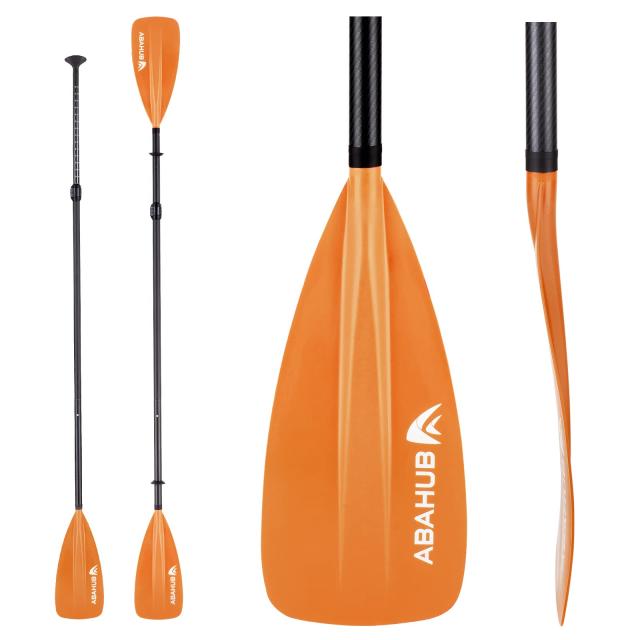 Abahub 4ピース カーボン SUP カヤックパドル 調整可能 スタンドアップパドル 軽量 カーボン シャフト オレンジ プラスチック ブレード 8,275円
