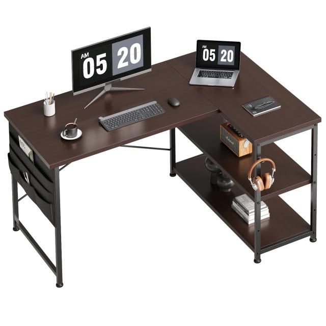 YeTom デスク 机 pcデスク l字 右棚左棚 幅107cm desk コーナーデスク