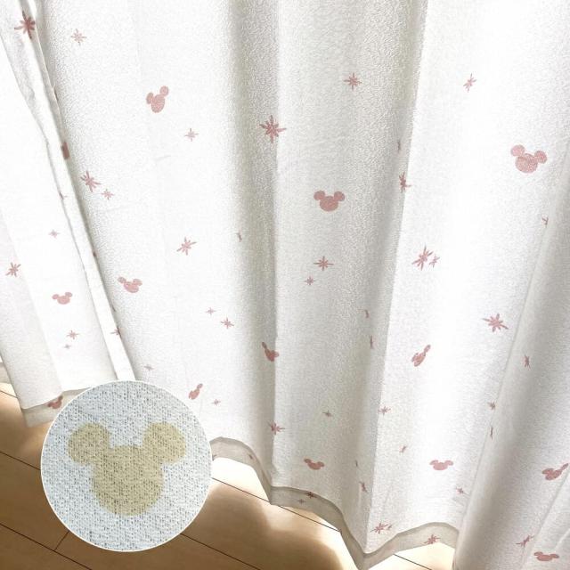 Disney(ディズニー) 《日本製》ミッキー レースカーテン 帝人ecolier(R)使用! 遮熱・遮像・UVカットカーテン 2枚組 幅100×108cm丈 ピンの通販は 7,155円