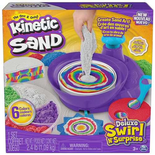 Deluxe Swirl N’ Surprise Playset, 2.5lbs of Play Sand (Red, Blue, Green, Yellow, White and Purple), 4 Tools, Sensory Toys for Kの通販は