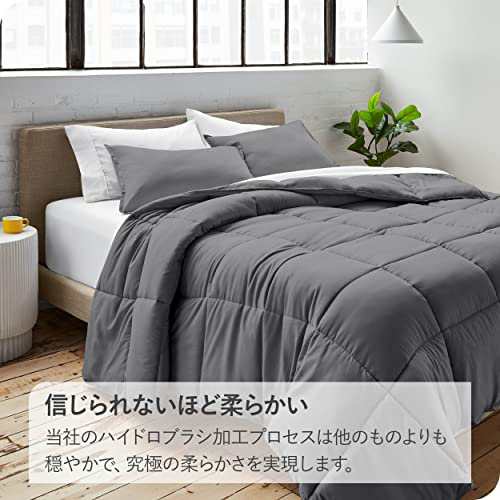 【色: ブラック】Bare Home ダウン代替掛け布団、軽量、柔らかい、四季対