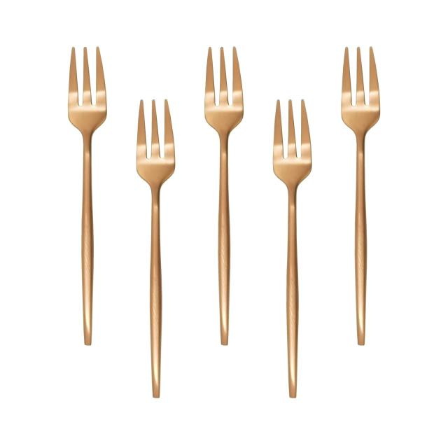 チーク　デザートフォーク　5本セット Easytoti フォーク ケーキフォーク デザートフォーク 5本セット13.5