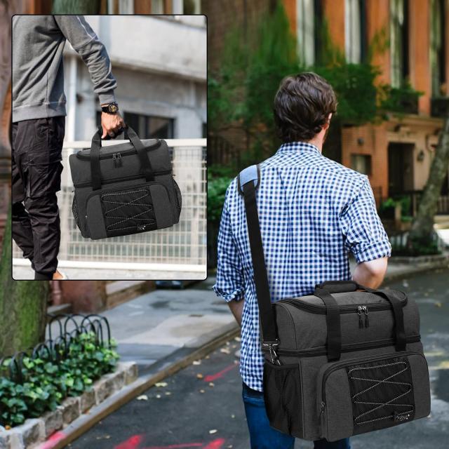 DSLEAF ボウリング バッグ 2個用 ボーリングバック シューズ収納付き