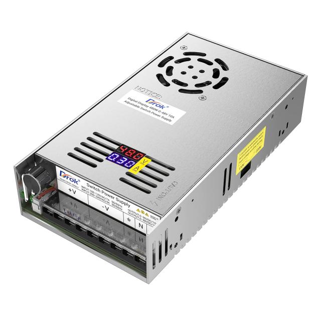 DROK スイッチング電源 AC 110/220VDC 0-48V 10A 480W 電圧調整可能 安定化電源 直流電源変換器 過負荷電圧遮断 放熱ファン付き コンバの通販は