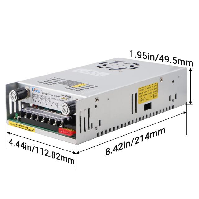 DROK スイッチング電源 AC 110/220VDC 0-24V 0-20A 480W 電圧調整可能 安定化電源 直流電源変換器 過負荷電圧遮断 放熱ファン付き コン_4