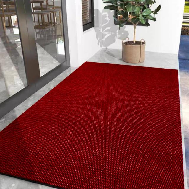 玄関マット キッチンマット屋外 室内 滑り止め 業務用 無地 大判 マット シンプル 泥落とし 足ふきマット（レッド90*150）