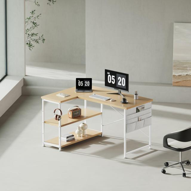 YeTom l字デスク ゲーミングデスク 机 デスク 右棚左棚 幅107cm pc