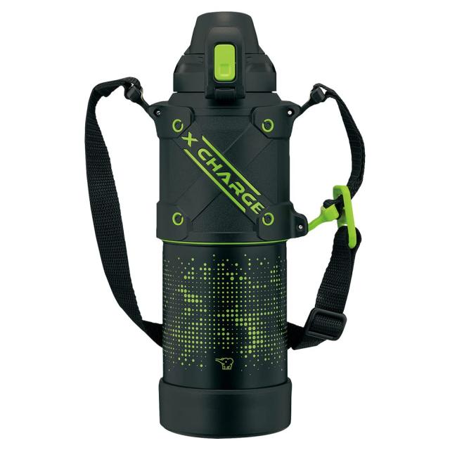 象印マホービン(ZOJIRUSHI) 水筒 シームレスせん スポーツタイプ 大容量 1.0L 直飲み ステンレスクールボトル ライムブラック せんとパッ