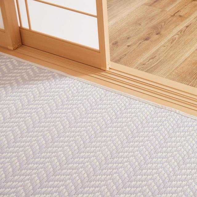 萩原 洗える い草風カーペット パープル 江戸間6畳 約261X352cm パスラッシュ ラグ 花ござ 子供部屋 ペット 保護 パステルカラーの通販は 10,309円