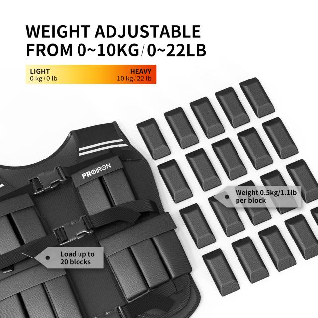 PROIRON ウェイトベスト おもり 筋トレ 加重ベスト 10kg 重量調節可能