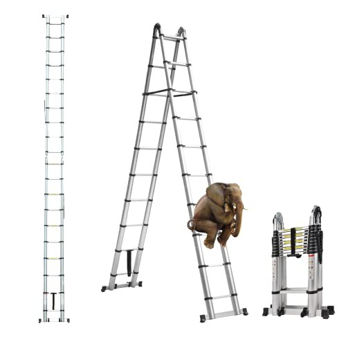 DayPlus 伸縮はしご 多機能アルミはしご 耐荷重150kg 両用脚立軽量
