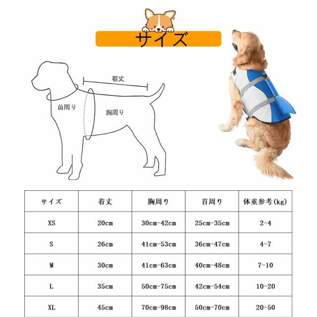 ペット 犬用ライフジャケット サメ水泳救命胴衣 小型犬 中型犬 大型犬