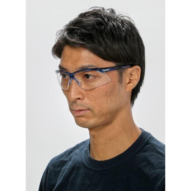 【ケース販売】TRUSCO(トラスコ) 二眼型安全メガネ(フレーム青色)x20個