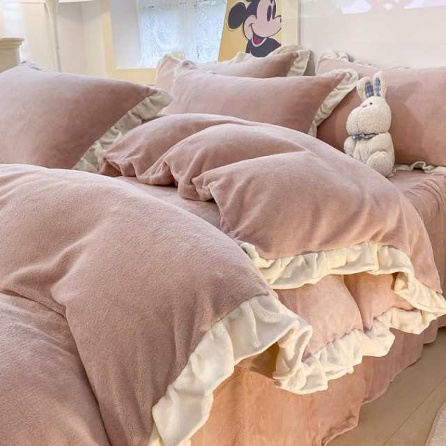 布団カバーセット マイクロファイバー フランネル 3点セット 4点セット 毛布カバー あったか フリル付き布団カバー 冬 吸湿発熱 静電気防の通販は