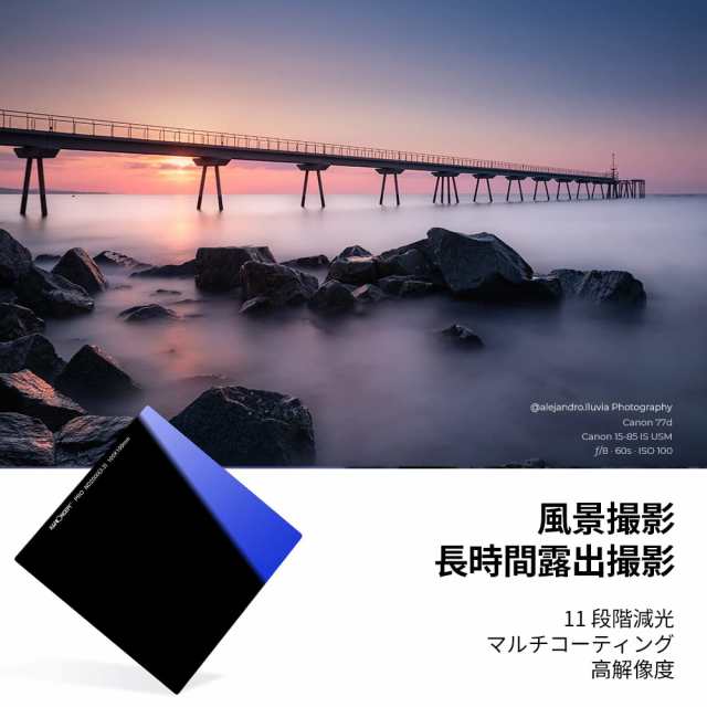 K＆F Concept ND2000フィルター 角型フィルター NDフィルター 減光 強化光学ガラス 100x100x2mm 撥水 防汚 傷付き防止の通販は