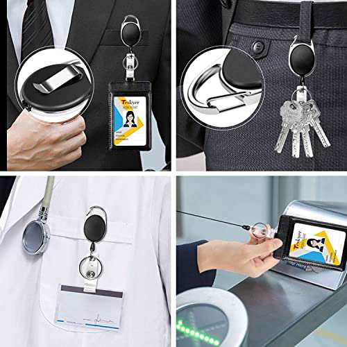 Teskyer IDカードホルダー 格納式バッジリール クリップ