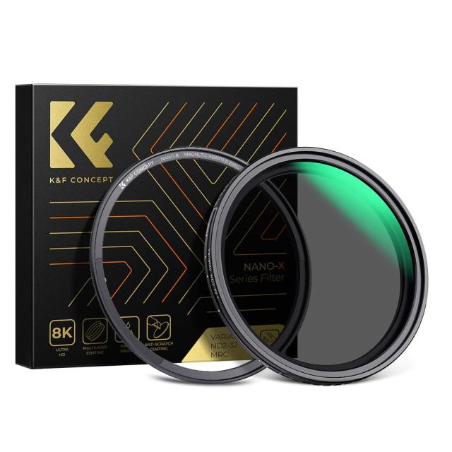 K＆F Concept 72mm マグネット可変NDフィルターND2-ND32 X状ムラ制御 日本製AGC光学ガラス HD超解像力 低い反射率 28層ナノコーティング