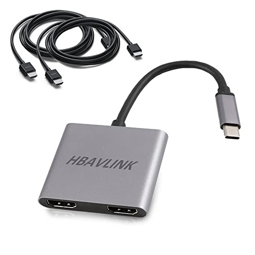 USB C HDMI 変換アダプタ【HDMIケーブル2本付き】HBAVLINK type c