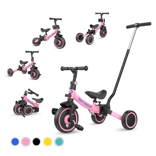 besrey 子供用三輪車 XIN1 三輪車 かじとり ランニングバイク ベビーカー 手押し棒 1歳から5歳まで 折りたたみ 軽量 ハンドル 調整可能