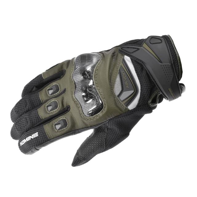 コミネ バイク用 GK-224 カーボンプロテクトレザーメッシュグローブ Olive 3XL