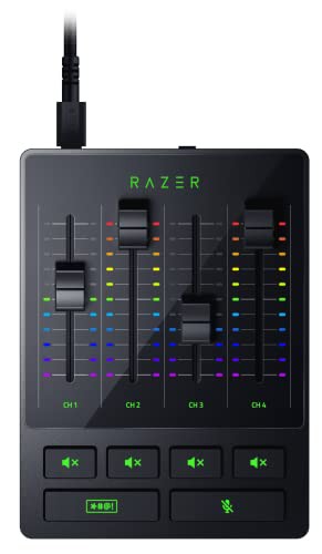 Razer Audio Mixer オーディオミキサー ミュートボタン付き ストリーミング配信 オーディオインターフェース 4チャンネル プリアンプ XLR