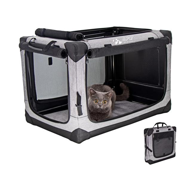 GPR ペット ソフトクレート ケージ ペットキャリー ペットハウス カバー取り外せる 4面メッシュ出入口 鉄フレーム 猫犬兼用 折りたたみ式