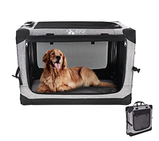GPR ペット ソフトクレート ケージ ペットキャリー ペットハウス カバー取り外せる 4面メッシュ出入口 鉄フレーム 猫犬兼用 折りたたみ式