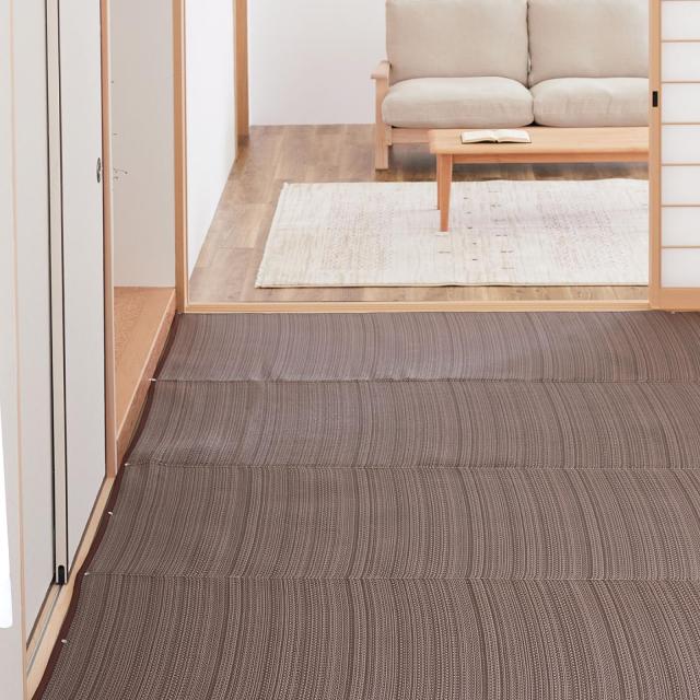 萩原 洗える い草風カーペット ブラウン 江戸間4.5畳 約261×261cm ライアン 和モダン 日本製