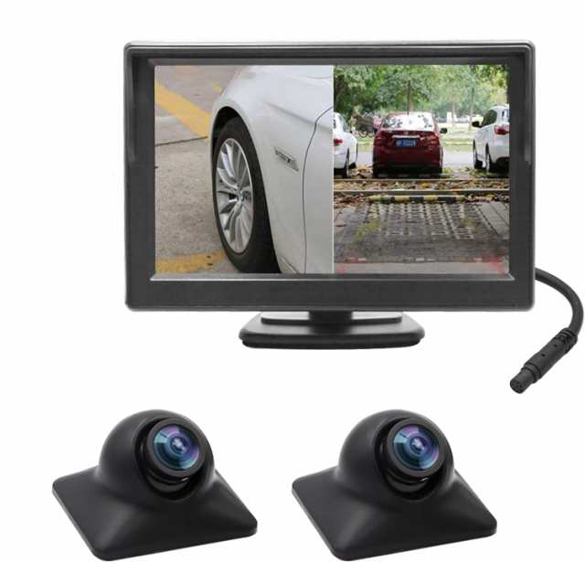 OBEST 5インチモニター バックカメラセット サイド 左右 死角確認 正鏡像切り替え 超強暗視機能 穴開けなくシガーソケット給電 取り付けの通販は