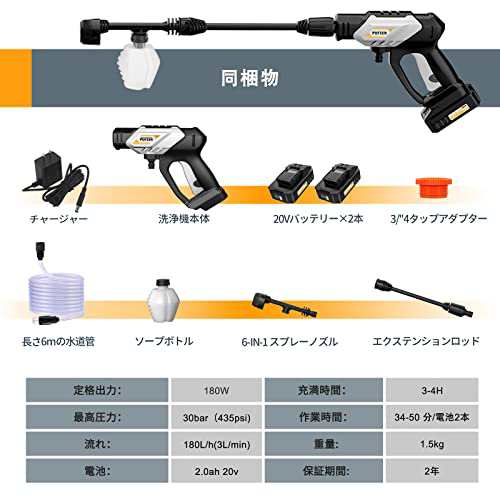 PUFIER高圧洗浄機コードレス 充電式 バッテリ式高圧洗浄機 2 つ防水型