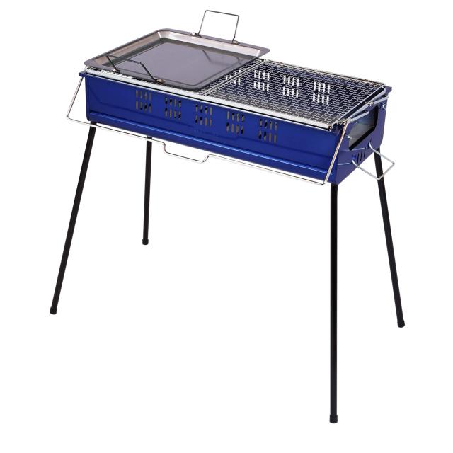 グリーンライフ(GREEN LIFE) 日本製 バーベキュー BBQ 炭足し簡単バーベキューコンロ 鉄板付き 5~7人用 CBN-650ST1(BL)の通販は