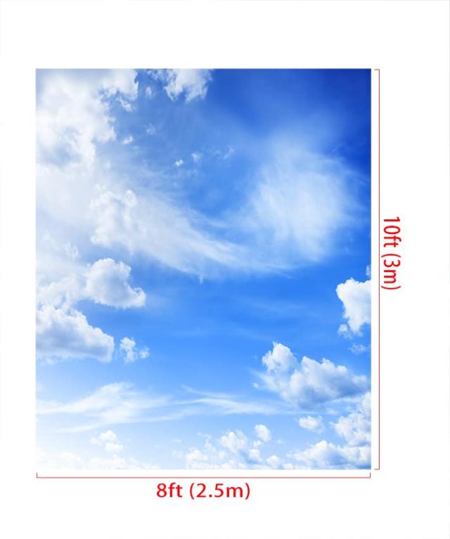 Kate 2.5x3m 青い 青空と白い雲 背景布 自然 風景 写真撮影用 背景 布 装飾用 カスタマイズ可能様々背景