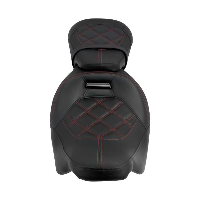 HDBUBALUS バイク ツーアップ シート ライダー パッセンジャー 乗客 two-up PU ハーレー ツーリング CVO 2009-2022用 (A-レッドライン)_2