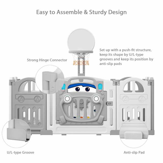 UBRAVOO ベビーサークル キッズランド おもちゃパネル 折りたたみ 扉