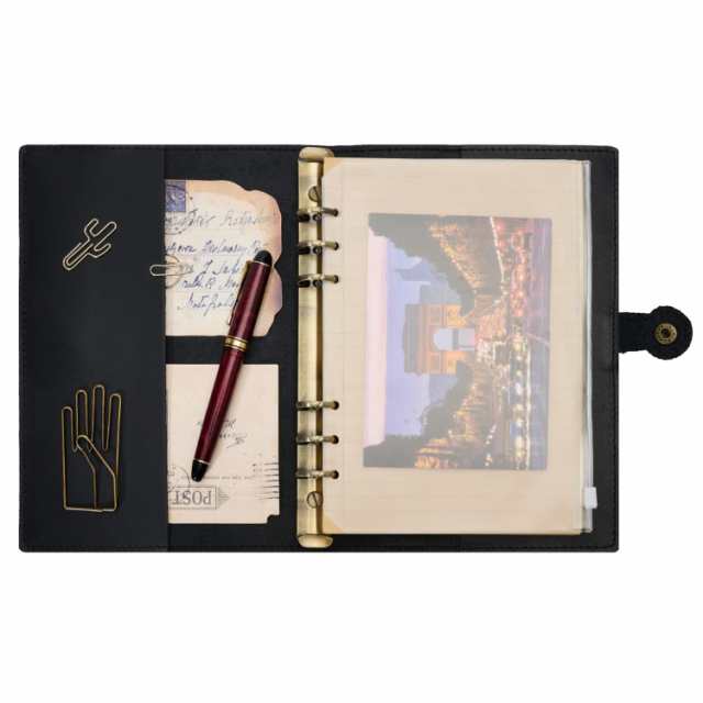 ROTERDON システム手帳 本革 ノートA5 サイズ スタンダード カバー レザー 手縫い 手作り オリジナル 3色 ノート メモ帳 カード収納 ビジ