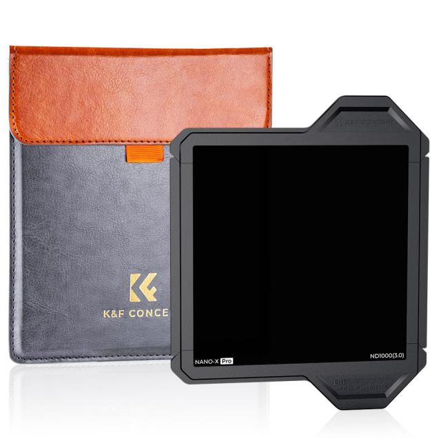 【新型】 K＆F Concept 角型NDフィルター ND1000 日本製AGC光学ガラス 色かぶり無し 36層ナノコーティング 撥水 防汚 傷付き防止 保護ケー