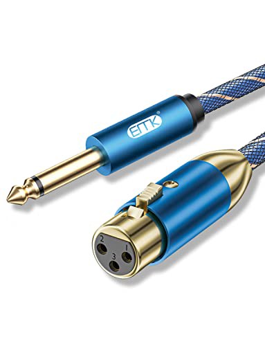 xlr ケーブル EMK マイクケーブル 6.35mm TS XLR(メス)ケーブル 高耐久ナイロン 音響機器ケーブル HiFi音質 スピーカー、ステージ、DJ、