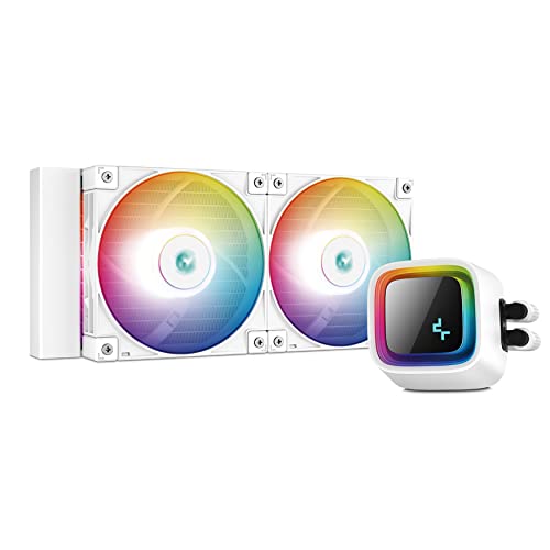 DeepCool LS520 WH 水冷式 CPU クーラー、240mm 放熱器、120mm A-RGB PWM ファン、Auto-RGB 機能、限定ガラス設計、厚さ調整可能なパネルの通販は
