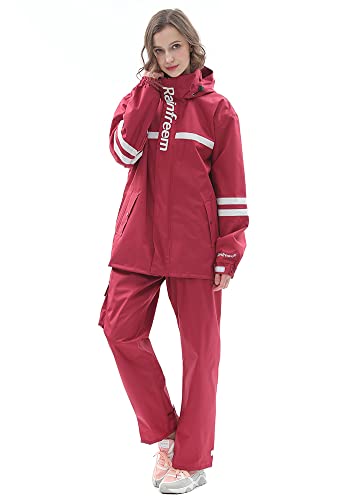MaxWant レインコート レインスーツ レインウェア レディース カッパ 雨合羽 おしゃれ 上下セット 通気メッシュ 自転車 防水 撥水 (レの通販は