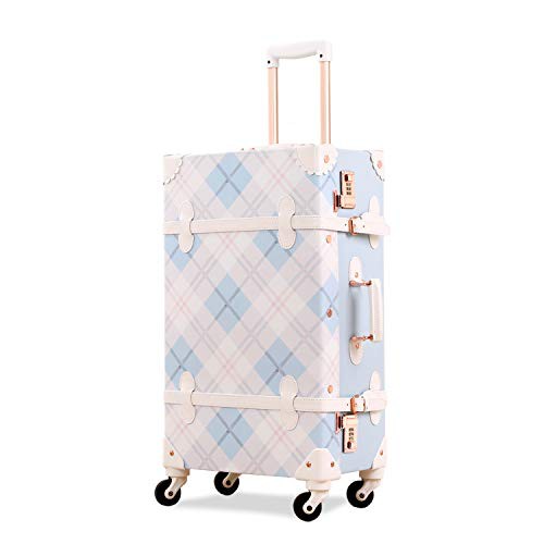 【色: エンボス花柄ブルー】Uniwalker かわいい スーツケース 可愛い