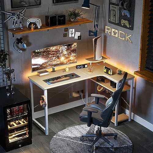 オフィス家具【色: ブラック】ODK ゲーミングデスク pcデスク ラック付き 幅130cm