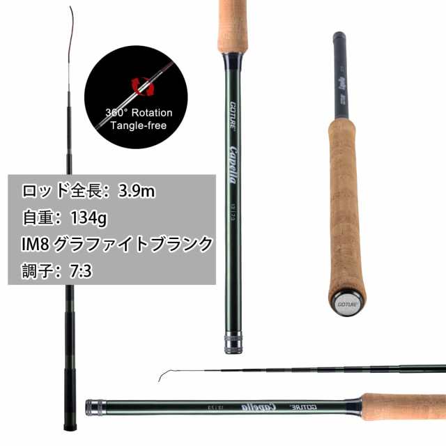 Goture テンカラ竿 3.9m 渓流ロッド 軽量 トラウト ヤマメ イワナ ニジマス アマゴ テンカラ竿 【テンカラ】の通販は