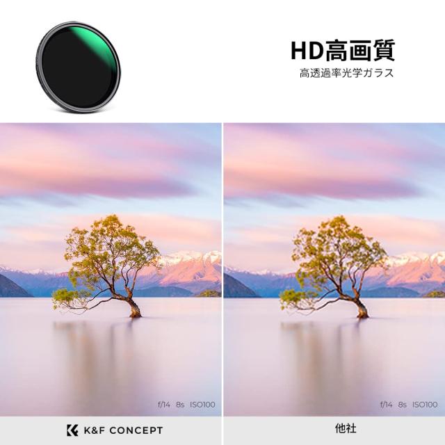 K＆F Concept 77mm マグネット可変NDフィルターND8-ND128 X状ムラ無し 日本製AGC光学ガラス HD超解像力 低い反射率 28層ナノコーティング