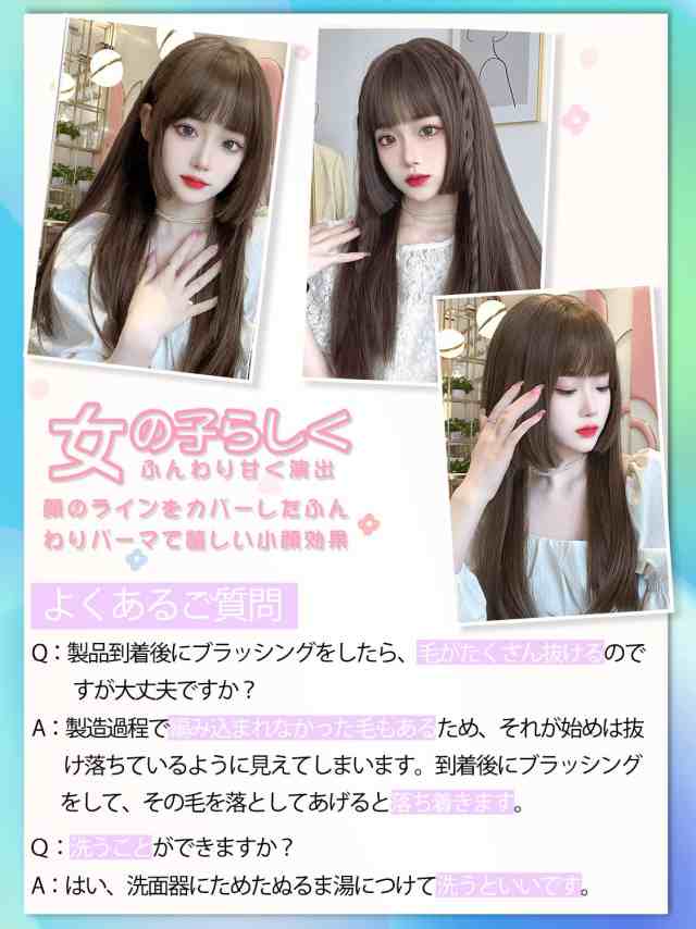 ウィッグ ロング ストレート姫カット ウイッグ 黒髪 女装 フル