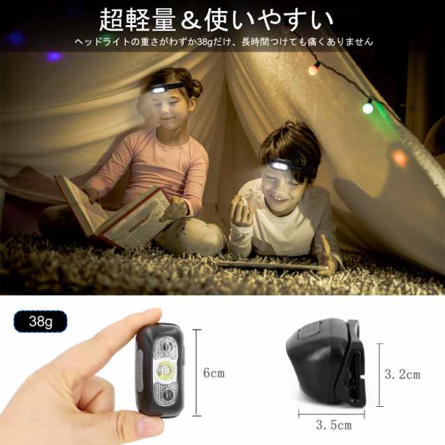 Poven ヘッドライト２個セット 500ルーメン USB充電式 LED アウトドア