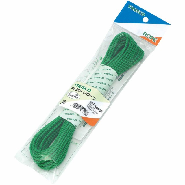 TRUSCO(トラスコ) PEグリーンロープ 緑 6mm×10m 3つ打タイプ R-610PEG × 80巻 【ケース販売】の通販は