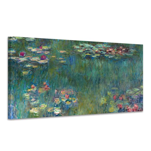 ポスター モネ 睡蓮 油絵 アートパネル 複製画 大型 絵画 アートフレーム お風呂 大きな絵画 風水 玄関 木枠付きの完成品 (40x80cm x1Pcs