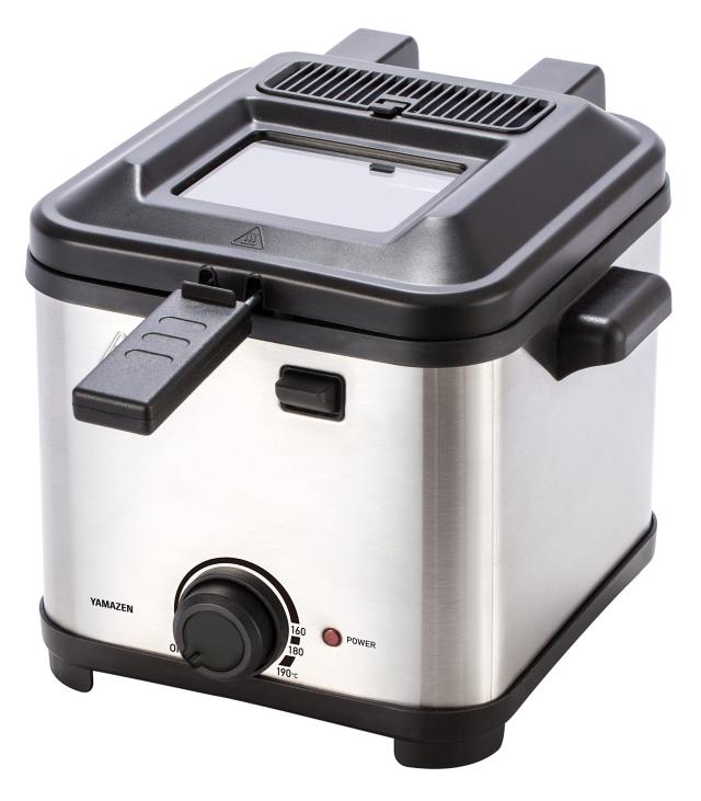 [山善] 電気フライヤー 1.5L 家庭用 卓上 コンパクト ダイヤル式 温度調節 バスケット 蓋付き シルバー YAD-F801(S)の通販は