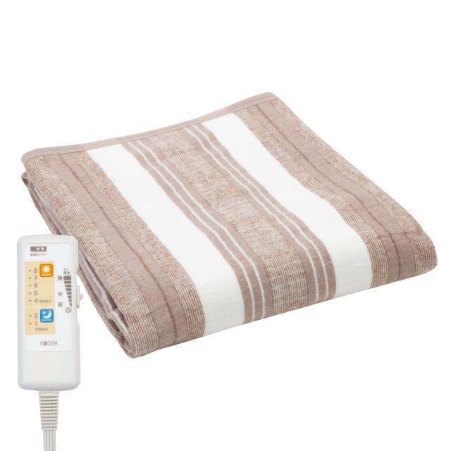 広電(KODEN) 電気毛布 掛け 敷き 188×130cm ブラウン 洗える 抗菌防臭 おやすみおはようタイマー 室温センサー 12hOFF スライド温度調節