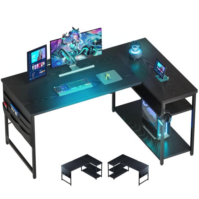 YeTom ゲーミングデスク l字デスク pcデスク 右棚左棚 幅107cm 